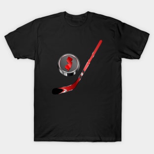 NHL - NJ Red Stick Black Red Puck T-Shirt